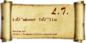 Löwbeer Tália névjegykártya